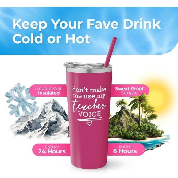 SassyCups Stainless Steel Don't Make Me Use My Teacher Voice Tumbler Pink 22 oz - Picture 2 of 8